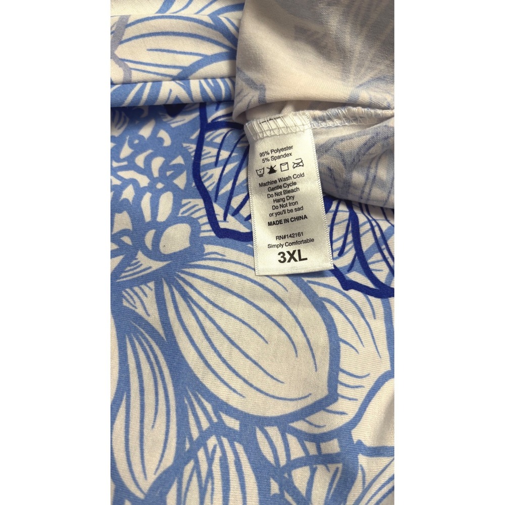LuLaRoe Womens Dress Carly 3XL Blue White Floral Garden Bouquet High Low 3X - Picture 4 of 4